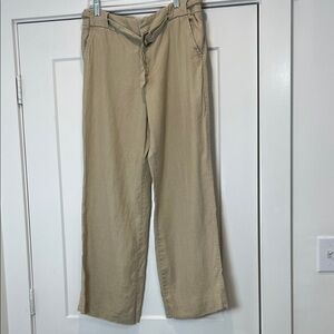 Old Navy women’s 100% linen Khaki wide leg Chinos size 10.